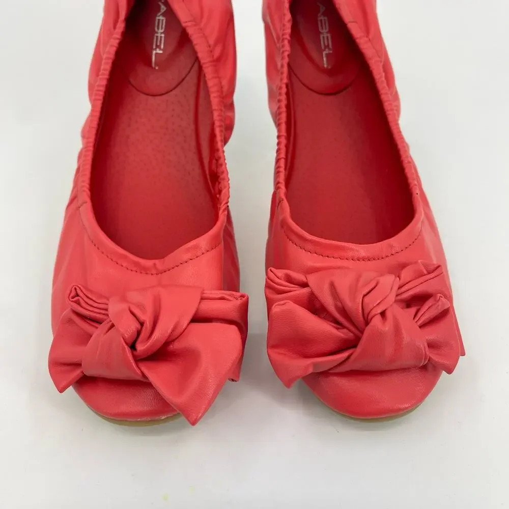 C Label Size 9 Divine Coral Pink Vegan Leather Ballet Flats Bow Shoes